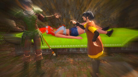 Hildeyerd: "Godwin, how many times are you going to let her lay here out in the open! It's--It's distasteful and unladylike!"